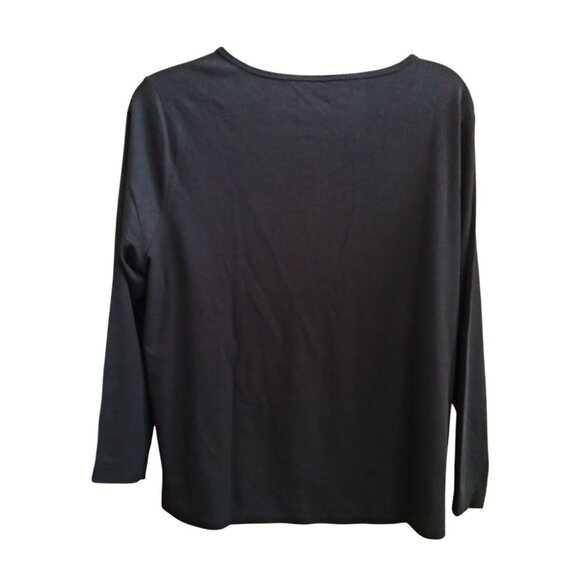 V-Neck Long Sleeve Knit Ribbed Top Pack Of 2 Eggshell White & Black Size 4X - Picture 9 of 13